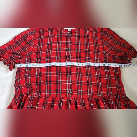 MADEWELL Red Plaid Ruffled Top. Button up. Ladies Size Medium. - Picture 8 of 15